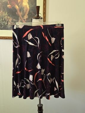 Kaileigh Navy Floral Circle Skirt with Pink and Cream Accents